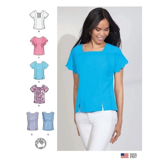Simplicity S8883 Sewing Pattern Miss Shirt Top Neckline Sleeve Options Sz 6-14 - Picture 1 of 5